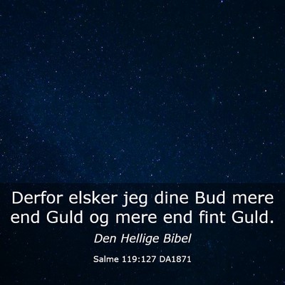 Picture 03 - Salme 119:127 DA1871 - Derfor elsker jeg dine Bud mere end Guld og mere - Bible Verse Picture