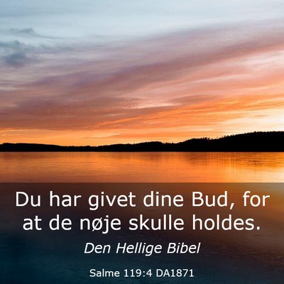 Picture 03 - Salme 119:4 DA1871 - Du har givet dine Bud, for at de nøje skulle - Bible Verse Picture