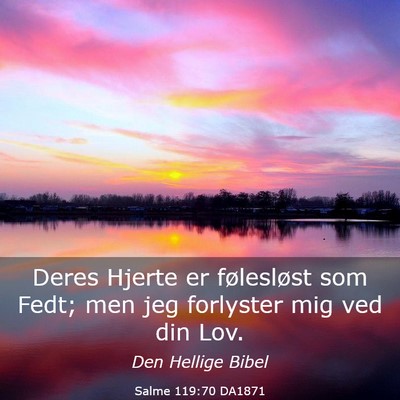 Picture 03 - Salme 119:70 DA1871 - Deres Hjerte er følesløst som Fedt; men jeg - Bible Verse Picture