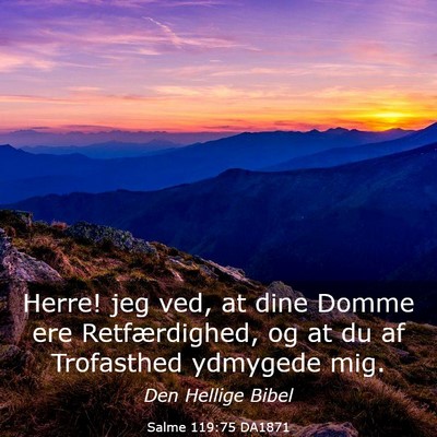 Picture 03 - Salme 119:75 DA1871 - Herre! jeg ved, at dine Domme ere Retfærdighed, - Bible Verse Picture