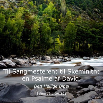 Picture 03 - Salme 12:1 DA1871 - Til Sangmesteren; til Skeminith; en Psalme af - Bible Verse Picture