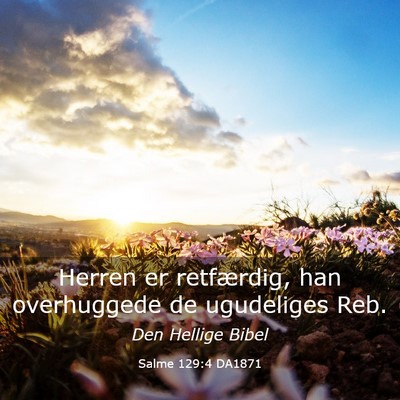 Picture 03 - Salme 129:4 DA1871 - Herren er retfærdig, han overhuggede de - Bible Verse Picture