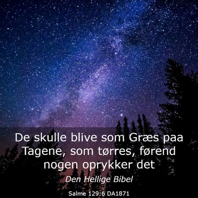 Picture 03 - Salme 129:6 DA1871 - De skulle blive som Græs paa Tagene, som - Bible Verse Picture