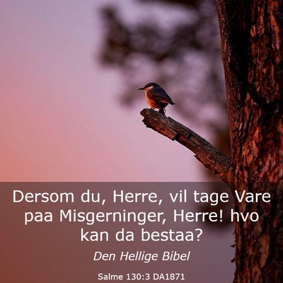 Picture 03 - Salme 130:3 DA1871 - Dersom du, Herre, vil tage Vare paa Misgerninger, - Bible Verse Picture