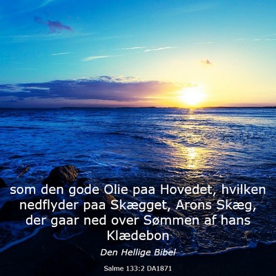 Picture 03 - Salme 133:2 DA1871 - som den gode Olie paa Hovedet, hvilken nedflyder - Bible Verse Picture