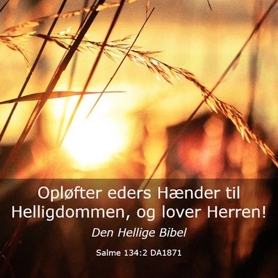 Picture 03 - Salme 134:2 DA1871 - Opløfter eders Hænder til Helligdommen, og - Bible Verse Picture