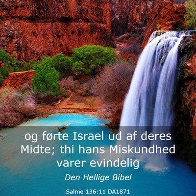 Picture 03 - Salme 136:11 DA1871 - og førte Israel ud af deres Midte; thi hans - Bible Verse Picture