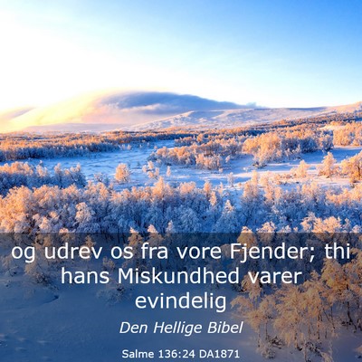 Picture 03 - Salme 136:24 DA1871 - og udrev os fra vore Fjender; thi hans Miskundhed - Bible Verse Picture
