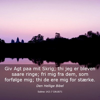Picture 03 - Salme 142:7 DA1871 - Giv Agt paa mit Skrig; thi jeg er bleven saare - Bible Verse Picture