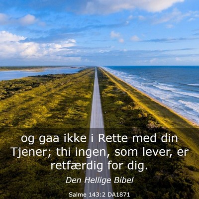 Picture 03 - Salme 143:2 DA1871 - og gaa ikke i Rette med din Tjener; thi ingen, - Bible Verse Picture