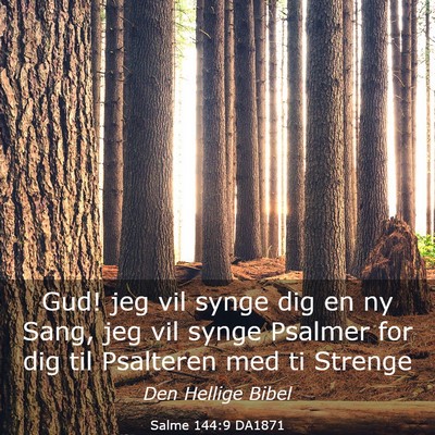 Picture 03 - Salme 144:9 DA1871 - Gud! jeg vil synge dig en ny Sang, jeg vil synge - Bible Verse Picture