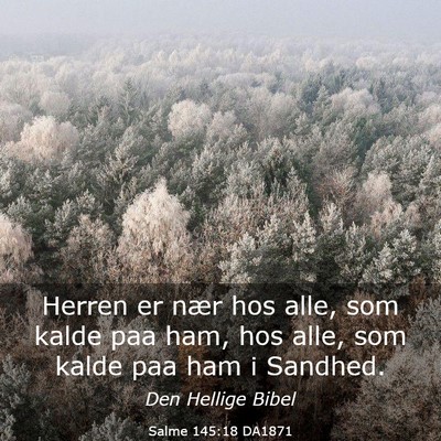 Picture 03 - Salme 145:18 DA1871 - Herren er nær hos alle, som kalde paa ham, hos - Bible Verse Picture