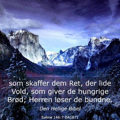 Picture 03 - Salme 146:7 DA1871 - som skaffer dem Ret, der lide Vold, som giver de - Bible Verse Picture