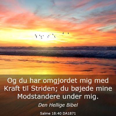 Picture 03 - Salme 18:40 DA1871 - Og du har omgjordet mig med Kraft til Striden; du - Bible Verse Picture
