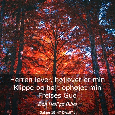 Picture 03 - Salme 18:47 DA1871 - Herren lever, højlovet er min Klippe og højt - Bible Verse Picture