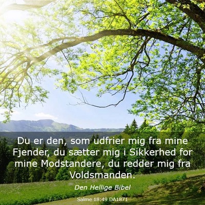 Picture 03 - Salme 18:49 DA1871 - Du er den, som udfrier mig fra mine Fjender, du - Bible Verse Picture