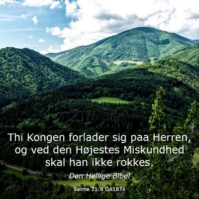 Picture 03 - Salme 21:8 DA1871 - Thi Kongen forlader sig paa Herren, og ved den - Bible Verse Picture
