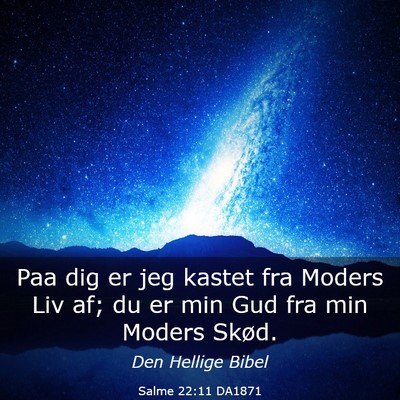 Picture 03 - Salme 22:11 DA1871 - Paa dig er jeg kastet fra Moders Liv af; du er - Bible Verse Picture
