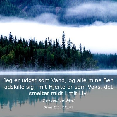 Picture 03 - Salme 22:15 DA1871 - Jeg er udøst som Vand, og alle mine Ben adskille - Bible Verse Picture