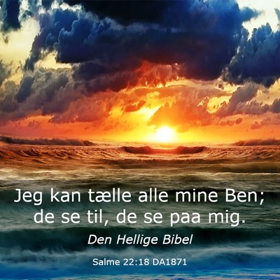 Picture 03 - Salme 22:18 DA1871 - Jeg kan tælle alle mine Ben; de se til, de se - Bible Verse Picture