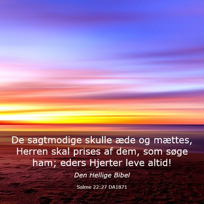 Picture 03 - Salme 22:27 DA1871 - De sagtmodige skulle æde og mættes, Herren skal - Bible Verse Picture