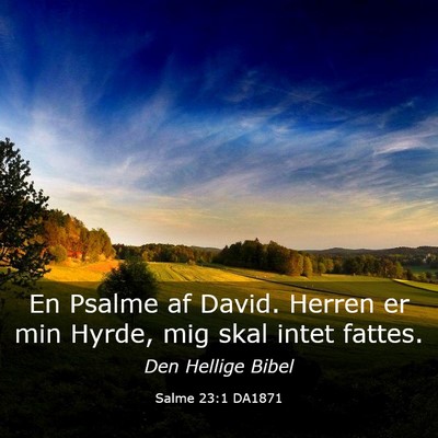 Picture 03 - Salme 23:1 DA1871 - En Psalme af David. Herren er min Hyrde, mig skal - Bible Verse Picture