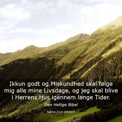 Picture 03 - Salme 23:6 DA1871 - Ikkun godt og Miskundhed skal følge mig alle - Bible Verse Picture