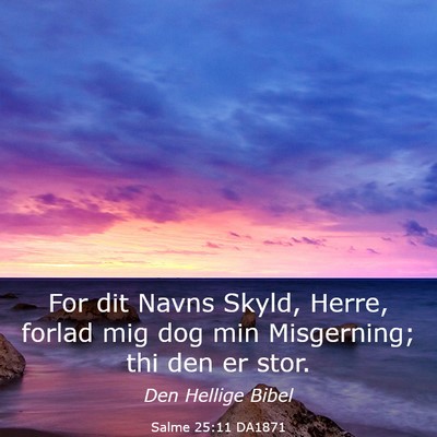 Picture 03 - Salme 25:11 DA1871 - For dit Navns Skyld, Herre, forlad mig dog min - Bible Verse Picture