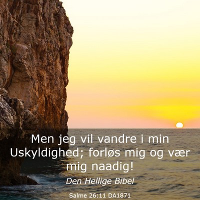 Picture 03 - Salme 26:11 DA1871 - Men jeg vil vandre i min Uskyldighed; forløs mig - Bible Verse Picture