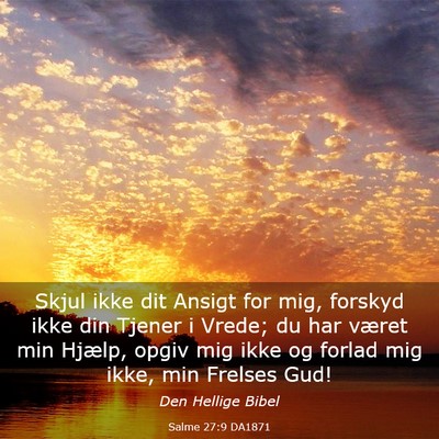 Picture 03 - Salme 27:9 DA1871 - Skjul ikke dit Ansigt for mig, forskyd ikke din - Bible Verse Picture