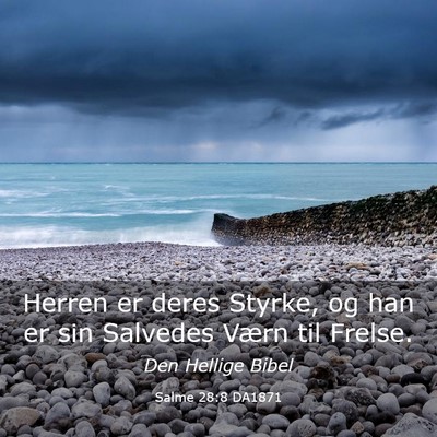 Picture 03 - Salme 28:8 DA1871 - Herren er deres Styrke, og han er sin Salvedes - Bible Verse Picture