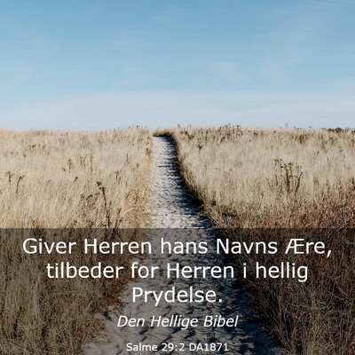 Picture 03 - Salme 29:2 DA1871 - Giver Herren hans Navns Ære, tilbeder for Herren - Bible Verse Picture