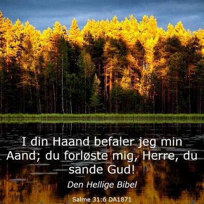 Picture 03 - Salme 31:6 DA1871 - I din Haand befaler jeg min Aand; du forløste - Bible Verse Picture