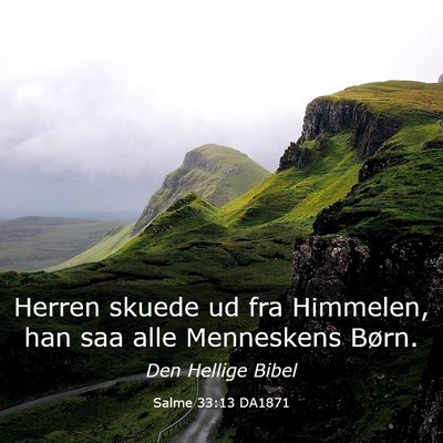 Picture 03 - Salme 33:13 DA1871 - Herren skuede ud fra Himmelen, han saa alle - Bible Verse Picture
