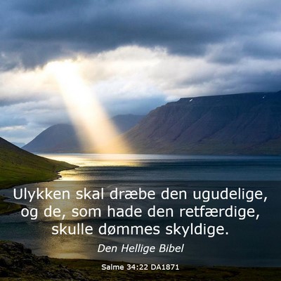 Picture 03 - Salme 34:22 DA1871 - Ulykken skal dræbe den ugudelige, og de, som - Bible Verse Picture