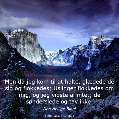 Picture 03 - Salme 35:15 DA1871 - Men da jeg kom til at halte, glædede de sig og - Bible Verse Picture