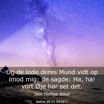 Picture 03 - Salme 35:21 DA1871 - Og de lode deres Mund vidt op imod mig; de sagde: - Bible Verse Picture
