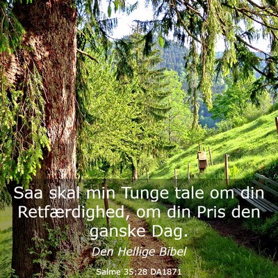 Picture 03 - Salme 35:28 DA1871 - Saa skal min Tunge tale om din Retfærdighed, om - Bible Verse Picture