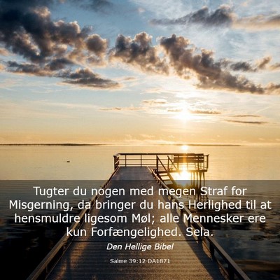 Picture 03 - Salme 39:12 DA1871 - Tugter du nogen med megen Straf for Misgerning, - Bible Verse Picture