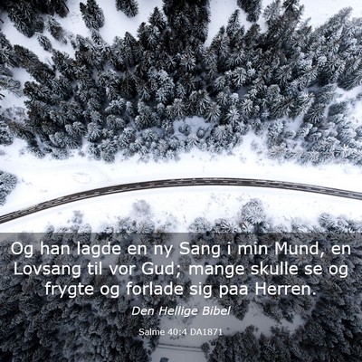 Picture 03 - Salme 40:4 DA1871 - Og han lagde en ny Sang i min Mund, en Lovsang - Bible Verse Picture