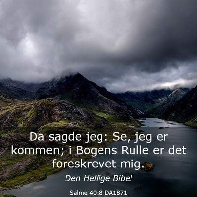 Picture 03 - Salme 40:8 DA1871 - Da sagde jeg: Se, jeg er kommen; i Bogens Rulle - Bible Verse Picture