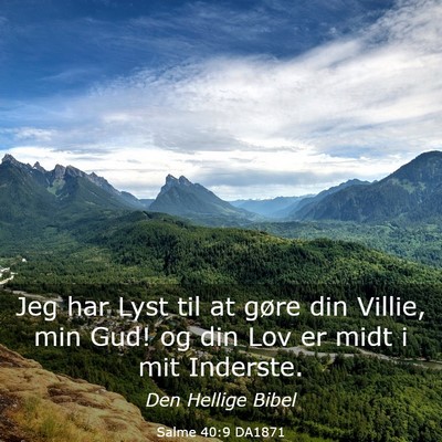 Picture 03 - Salme 40:9 DA1871 - Jeg har Lyst til at gøre din Villie, min Gud! og - Bible Verse Picture