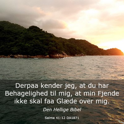 Picture 03 - Salme 41:12 DA1871 - Derpaa kender jeg, at du har Behagelighed til - Bible Verse Picture