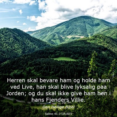Picture 03 - Salme 41:3 DA1871 - Herren skal bevare ham og holde ham ved Live, han - Bible Verse Picture
