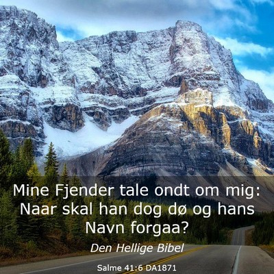 Picture 03 - Salme 41:6 DA1871 - Mine Fjender tale ondt om mig: Naar skal han dog - Bible Verse Picture
