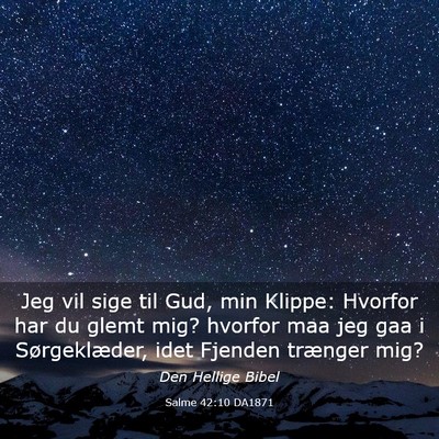 Picture 03 - Salme 42:10 DA1871 - Jeg vil sige til Gud, min Klippe: Hvorfor har du - Bible Verse Picture