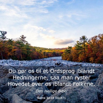 Picture 03 - Salme 44:15 DA1871 - Du gør os til et Ordsprog iblandt Hedningerne, - Bible Verse Picture