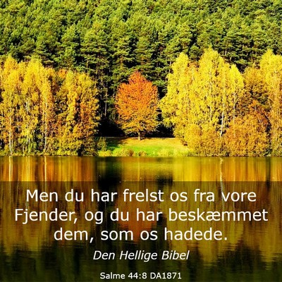 Picture 03 - Salme 44:8 DA1871 - Men du har frelst os fra vore Fjender, og du har - Bible Verse Picture