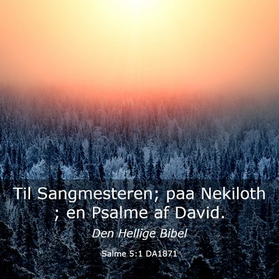 Picture 03 - Salme 5:1 DA1871 - Til Sangmesteren; paa Nekiloth ; en Psalme af - Bible Verse Picture