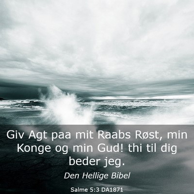 Picture 03 - Salme 5:3 DA1871 - Giv Agt paa mit Raabs Røst, min Konge og min - Bible Verse Picture